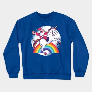 Santa Riding A Unicorn with Rainbow Crewneck Sweatshirt